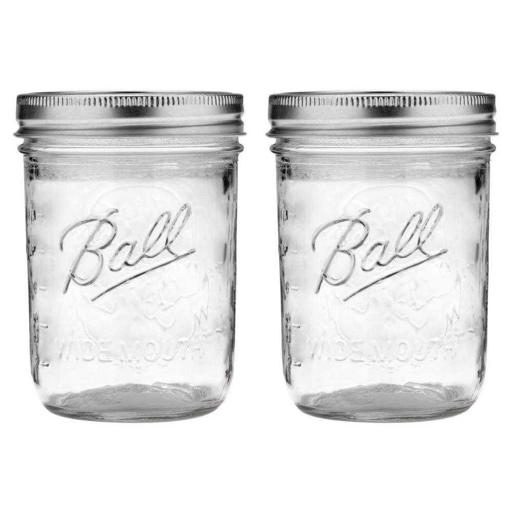 Ball Wide Mouth Pint Mason Jars with Lids & Bands | 16-oz | 2-Pack