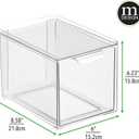 Mdesign Shoe Storage Box with Drawer Sturdy Plastic Storage Box for Shoes Stackable Drawer Box for Shoes, Accessories and More Pack of 4 Clear