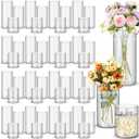 Nuogo 48 Pcs Plastic Cylinder Vases Tall Clear Flower Vases for Centerpieces Hurricane Candle Holder for Home Wedding Office Party Formal Dinners Decorations (4''/6''/8'')