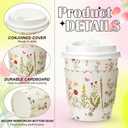 AmazingSpark 100 Sets 8oz Floral Disposable Coffee Cups with Lids and Sleeves Wildflower Paper Hot Coffee Cups for Spring Party Wedding Reception Baby Shower Bride's Birthday Party (Wildflower)