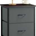Somdot Nightstand, Small Dresser for Bedroom with 2 Drawers, Bedside Table Night Stand End Table with Fabric Bins for Bedroom Kids Closet Dorm Guest Room, Charcoal Grey