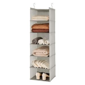 2 x MAX Houser 6 Tier Shelf Hanging Closet Organizer with 2 Hooks, Light Grey
