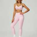 ABOCIW Womens 2 Piece Workout Sets Seamless Color Block Sports Bra Scrunch Butt Lifting High Waist Leggings Gym Set (S)