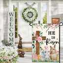 Easter Garden Flags for Outside 12x18 Inch Double Sided He Is Risen Garden Flag Easter Bunny Garden Flag for Outdoor Indoor House Lawn Sign Decor