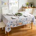 Joyfol Day Buffalo Plaid Easter Tablecloth, Bunny Waterproof Rectangle Table Cloth, Blue Flowers Washable Table Cover for Spring Dining Party Decor (84 X 60 Inch), Grey Checkered