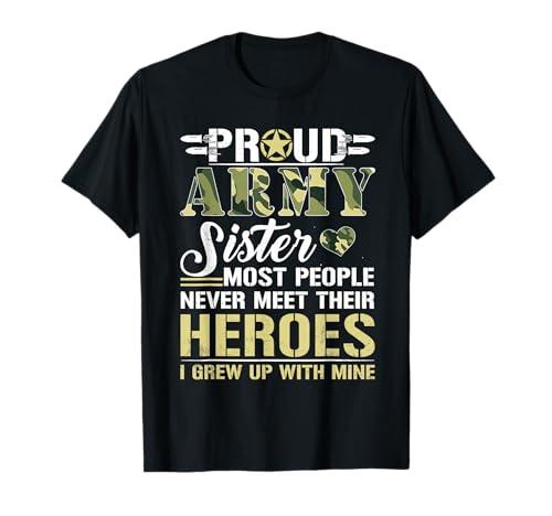 Proud Army Sister T Shirt T-Shirt Grey Small