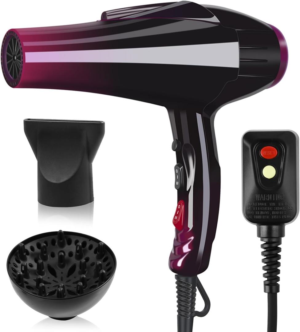 Professional Hair Dryer Ionic Blow Dryer 3500 Watt Powerful Salon Hair Dryers Ceramic Tourmaline Quick Dry Blow Dryer with AC Motor Concentrator Diffuser Attachments
