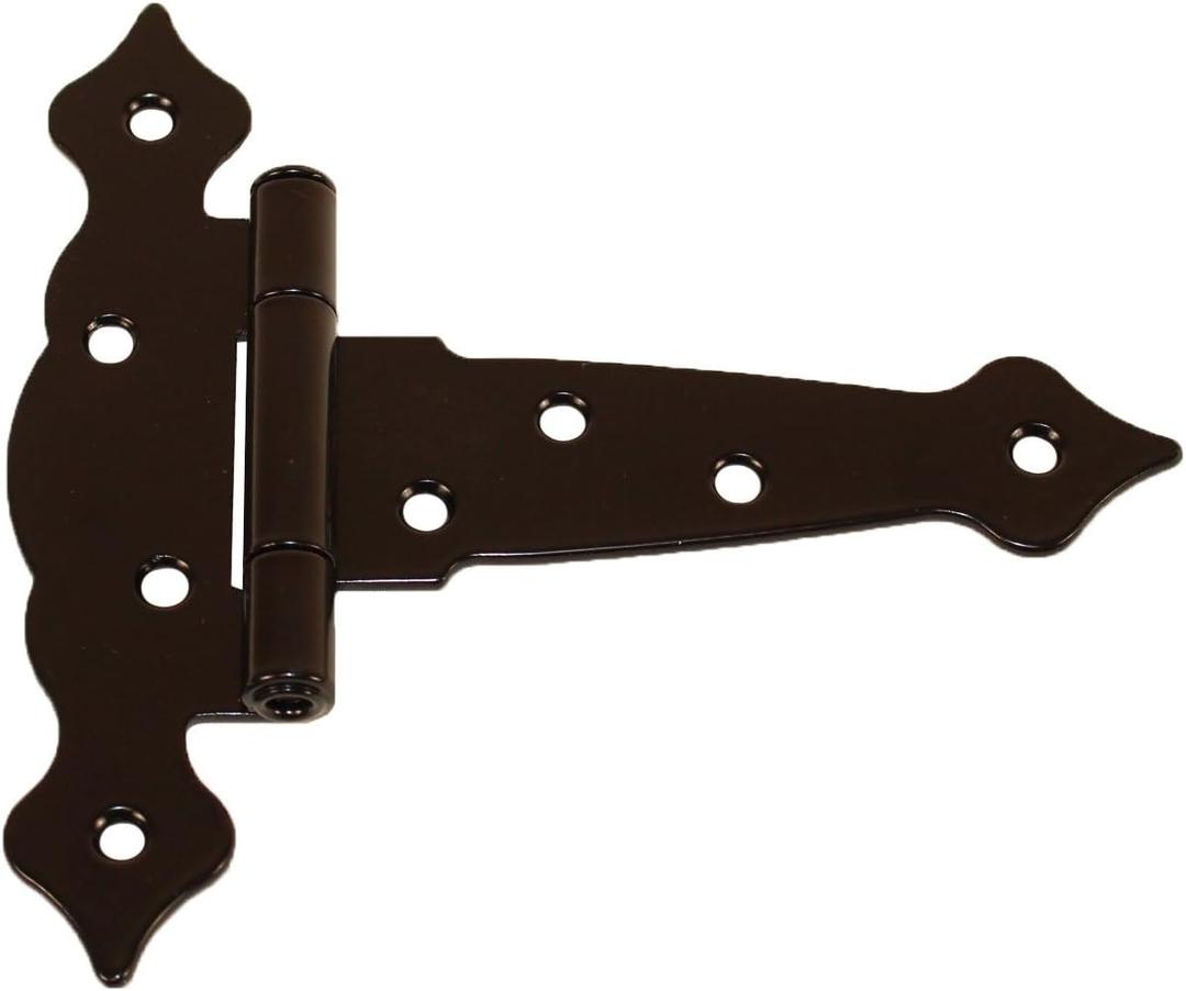 Shed Windows and More (Set of 6) T Hinges Fancy Decorative 5" Heavy Duty Strap Hinge Shed Door Style Decorative W/Screws, Storage Building Garage Barn Door