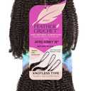 Janet Collection Human Hair Crochet Braids Feather Crochet Afro Kinky 18"(50g/40 Strands) (NATURAL BLACK)
