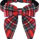 Malier Christmas Dog Collar with Bow tie, Classic Red Plaid Dog Christmas Collars for Girl and Boy, Cute Adjustable Holiday Puppy Collars for Small Medium Large Dogs Cats (Small, Red & Black)
