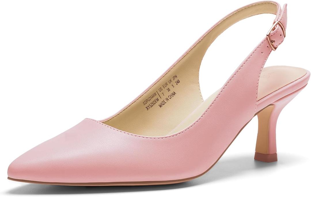 DREAM PAIRS Women's Kitten Heel Slingback Pointed Closed Toe Low Stiletto Heels Dress Bridal Elegant Wedding Pumps Shoes (8.5)