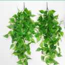 Artificial Plants Artificial Hanging Boston Fern False Ivy Fake Green Fern Plastic Rattan Realistic Appearance No Maintenance Required Indoor/Outdoor Use Durable UV Resistant (2 pcs)