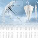 20/50 Pack Clear Wedding Umbrellas Bulk, Windproof POE Transparent Dome Umbrellas with J Hook Handle, Semi-Automatic Open Umbrella for Wedding, Bridal Photos & & Outdoor Activities