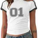 Imily Bela Womens Y2k Baby Tees Crop Letter Print T Shirt (S)