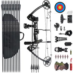 Compound Bow Draw Weight 0-70 Lbs for Pull Beginner and Intermediate Archer Fully Adjustable 19.25"-31" with All Accessories, up to IBO 320 fps,Package with Archery Hunting Equipment New 2024