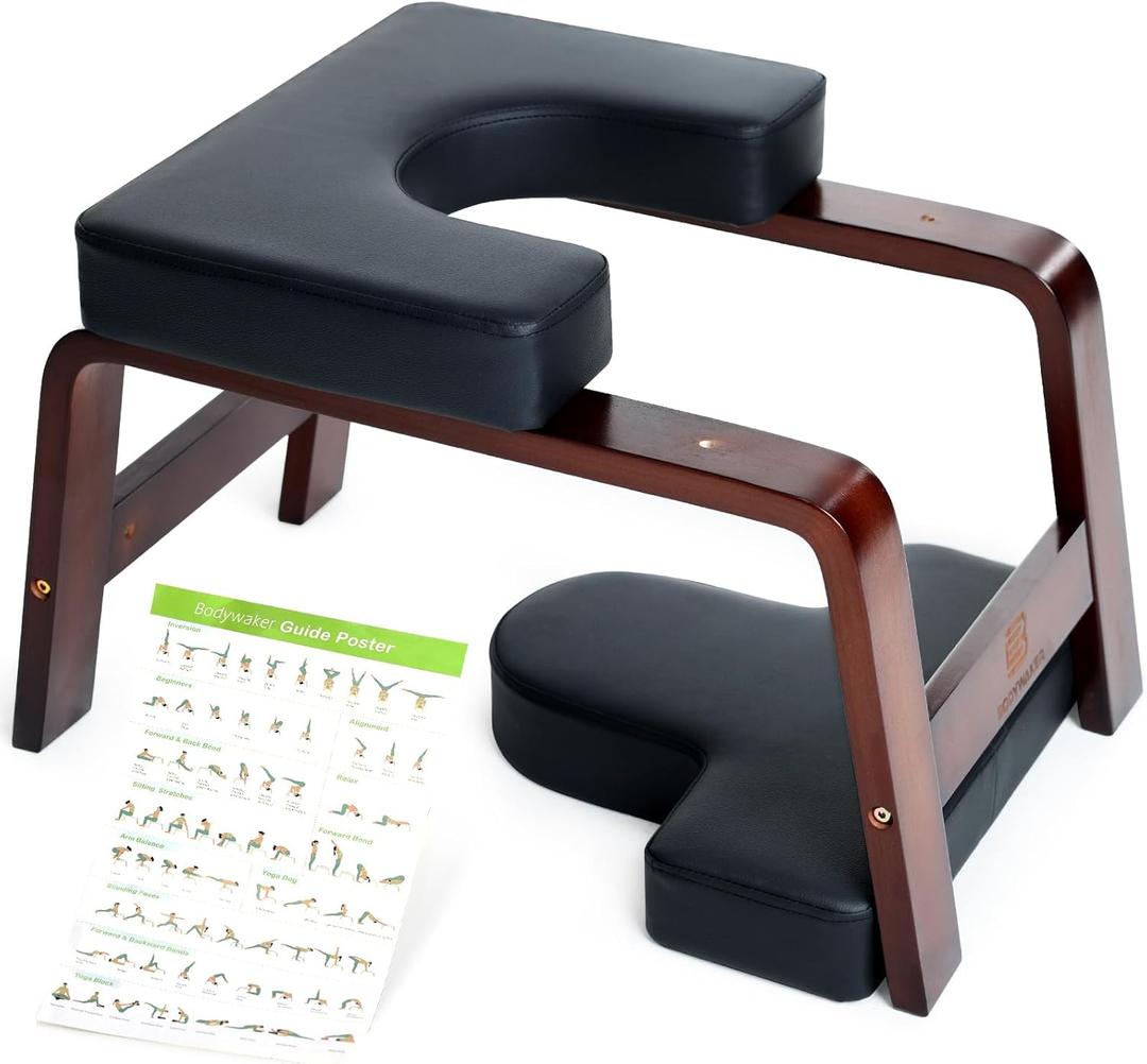 Yoga Headstand Bench, Stand Yoga Chair for Balance Training, Core Strength Building, Upside Down Chair for Relaxation, Handstand Trainer Inversion Chair for Home Gym (Chocolate Black)