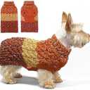 KYEESE Dog Sweaters for Small Dogs Male Color Block Pet Sweater with Fuzzy Thread Knitted Turtleneck Small Dog Sweater Knitwear Pet Sweater Fall Winter Dogs Clothes, Brown, M