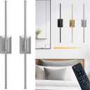 Battery Operated Wireless Wall Sconce - Modern Rechargeable Led Sconces in Black Gold Silver - Bedroom Decor Stick On Lights Set of 2 - Long Indoor Living Room Bathroom Remote Wall Light (Brush Nickel), Size: 24in