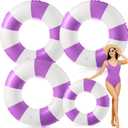 Foilswirl 47.24 Inch Jumbo Inflatable Pool Floats for Adult White Striped Pool Inner Rings Swimming Inflatable Floaties Tube Women Summer Beach Bachelorette Wedding Decor