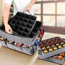 Lukeline Large Ornament Storage Box with 3 Tray, Holiday Ornament Organizer with external pocket and Transparent Cover, Inside 6 Slots for Nutcrackers, Christmas Lights, etc