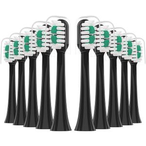 Replacement Toothbrush Heads 10 Pack for AquaSonic icon Electric Toothbrush,Black