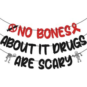 Red Ribbon Week Decorations, Drug Free Decor, Halloween Red Ribbon Week Party Decorations, Red  Black Glitter