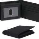 Leather Wallet for Men Bifold RFID Blocking - Slim Stylish Mens Leather Wallet Handmade with 2 compartments and 6 Credit Card Slots Minimalist Design- Black