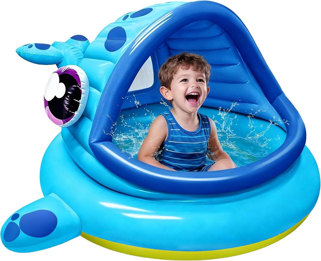 JOYIN Inflatable Shade Kiddie Pool,Whale Baby Pool Tent, Infant Swimming Pool for Kids 54" x 56" x 28",Blow Up Toddler Pool for Swim Party Toys Summer Water Beach Fun