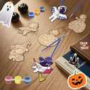 SYUCVQI 12 Pcs Halloween Astronaut Wooden Painting Craft Kits - Halloween Astronaut Art DIY Painting Cutouts Non Candy Alternatives Party Favors for Space Universe Theme School Activities Supplies