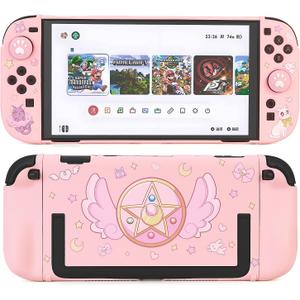 GamePals Protective Shell Compatible with Switch 2, Cute Slim Case for Switch 2, Anti-Scratch and Shock-Absorption Design Cover Skin - Sailoe Moon (Pink)