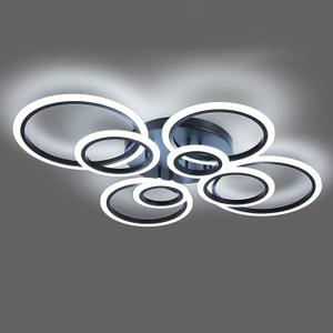 Shine LUEST Modern Ceiling Light, 41.3'' Dimmable LED Black Flush Mount Ceiling Lights with Remote Acrylic Round Ceiling Lamp Fixture for Low Ceiling Bedroom Living Room Dining Room, 108W