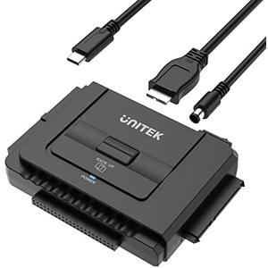 Unitek USB C to IDE and SATA Converter External Hard Drive Adapter Kit for Universal 2.5/3.5 HDD/SSD Hard Drive Disk, One Touch Backup Function, Included 12V/2A Power Adapter