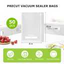 Bonsenkitchen Vacuum Sealer Bags, 50 Quart 8" x 12" Precut Food Sealer Bags, Commercial Grade, BPA Free, Heavy Duty, Customized Size Vacuum Bags for Vac Storage, Meal Prep or Sous Vide Cooking, VB12