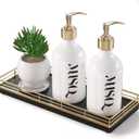 Wooden Decorative Tray, Oak 11.2" L Coffee Table Tray for Kitchen Countertop Soap Sponge Holder Candle Nightstand Table Centerpieces for Dining Room Decor Black Gold (11" x 4.3" x 1.5")