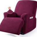 VANSOFY Oversized Recliner Chair Cover, 4-Pieces Stretch Recliner Covers for Recliner Chair Soft Reclining Chair Slipcover Jacquard Pattern Furniture Protector for Dogs Cats(Burgundy) (1 Seater--X Large)