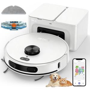 SHELIKI Robot Vacuum and Mop Combo, 70-Day Self-Emptying Robotic Vacuum Cleaner, Super Thin, Quiet, LiDAR Navigation, App & Voice Control, Perfect for Pet Hair, Carpets, Hard Floors