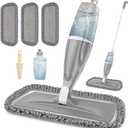 Microfiber Spray Mops for Floors Cleaning: EXEGO Dust Wet Mop with 3 Washable Reusable Pads for Swiffer Powermop &1 Refillable Bottle - Flat Floor Mop for Hardwood Laminate Ceramic Tiles Vinyl Wood (Gray)