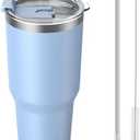 AUSOR 30 oz Tumbler with Lid and Straw, Water Bottle, Insulated Stainless Steel Tumbler for Hot & Cold, Coffee Travel Mug Cups Reusable Blue