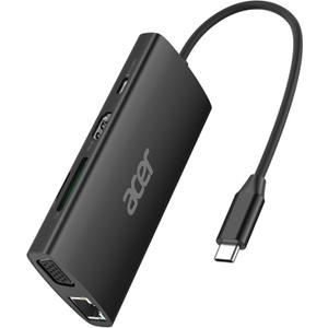 Acer USB C Hub with 4K HDMI, 9-in-1 USB C to Ethernet Adapter, 5Gbps USBA 3.0 Docking Station, VGA Splitter, SD Card Reader, PD 100W Charging for MacBook, Acer, Laptops, Surface and More (Black)