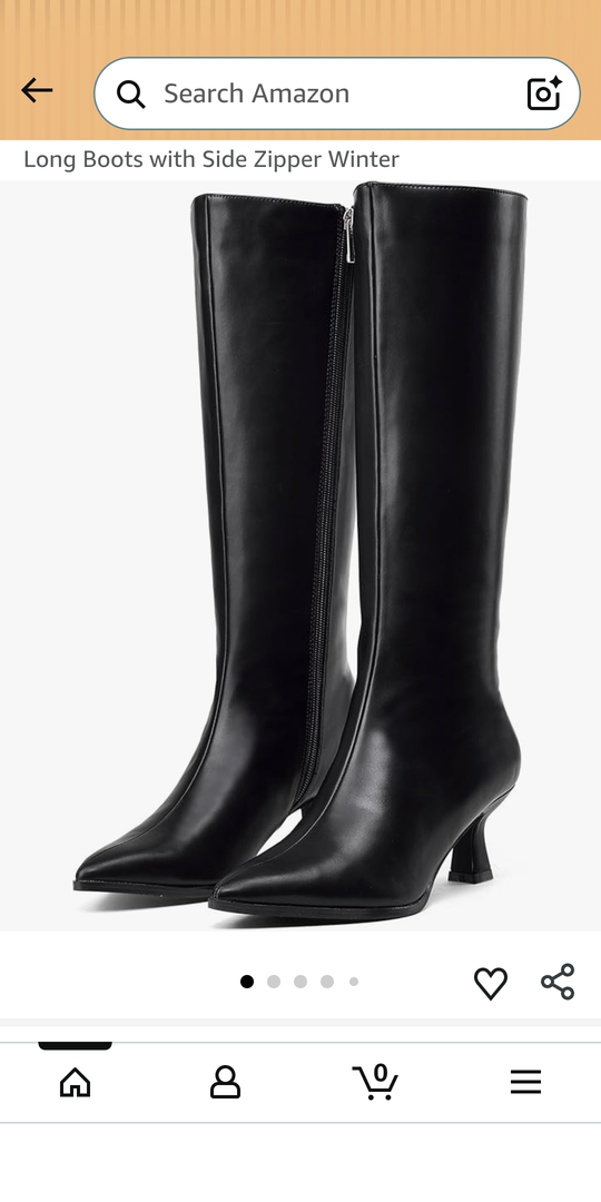 GENSHUO Knee High Boots Women Pointed Toe 2.3 Inches Kitten Heel Tall Boots Classic Fashionable Long Boots with Side Zipper (Black)