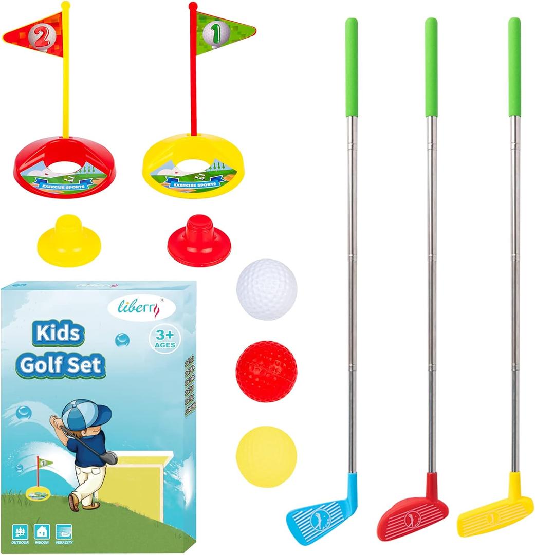 Liberry Toddler Golf Set, Retractable Toy Golf Clubs for Kids Ages 2 3 4 5, Indoor and Outdoor Sports Games Birthday Gift for Boys Girls