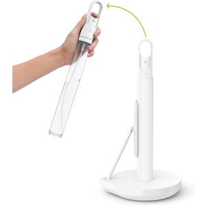 simplehuman Standing Paper Towel Holder with Spray Pump, White Stainless Steel