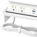 Table Power Outlet Hub PD20W USB-C Fast Charging Station, Recessed Outlet with 2AC Outlets and USB Ports for Conference Room Kitchen Countertop, White