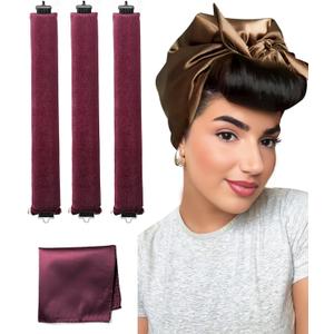 Littles Heatless Curls Overnight Rods Velvet Hair Curler to Sleep in No Heat Heatless Curling Iron Foam Sponge Flexi Rods Hair Rollers for Long Short Hair Care Styling Tools Wine