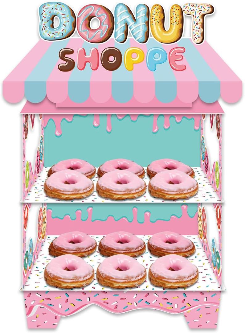 KALEFO Donut Birthday Party Decorations Stand for Dessert Table Decoration Supplies Favors Cupcake Decor