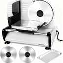 Meat Slicer 200W Electric Deli Food Slicer with 2 Removable 7.5" Stainless Steel Blade, Adjustable Thickness for Home Use, Child Lock Protection, Easy to Clean, Cuts Meat, Bread and Cheese