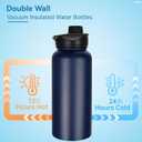 VEGOND 32 oz Insulated Water Bottle Bulk Stainless Steel Metal Water Bottles with Leak Proof Straw Lid & Spout Lid, Wide Mouth Double Walled Vacuum Travel Sports Bottle, 8 Pack