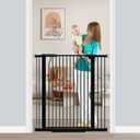 Fairy Baby 40.5" Extra Tall Baby Gate No Drill, 29.6"-40.5" Extra Wide Wide Dog Pet Gate Indoor, Metal Pressure Mounted Safety Child Kid Gate, Auto Close Pet Cat Proof Gate for Stairs Doorway, Black