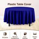 Exquisite 12-Pack Premium Plastic Tablecloth Pack of 12 Premium Plastic Tablecloth 84 Inch Round Table Cover - Navy Blue