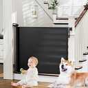 probebi Retractable Baby, Child & Dog Gates for Stairs, Extends to 54" Wide 34" Tall, Use for Outdoor, Indoor, Hallways, Doorways, Deck, Porch, Black, 